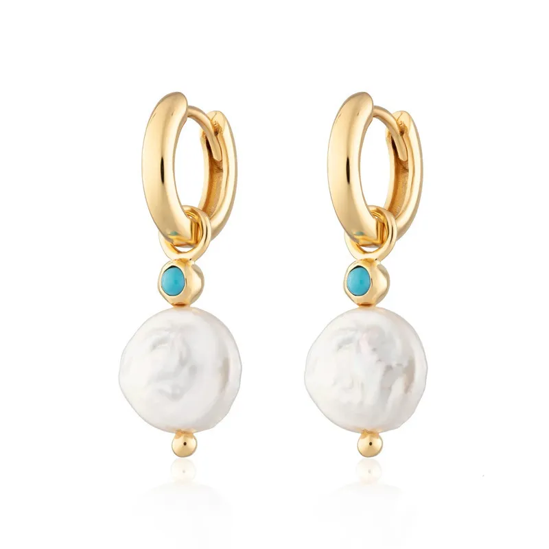 925 Sterling Silver Baroque Pearl Hoop Earring 60300059