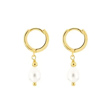 925 Sterling Silver Baroque Pearl Hoop Earring 60300060