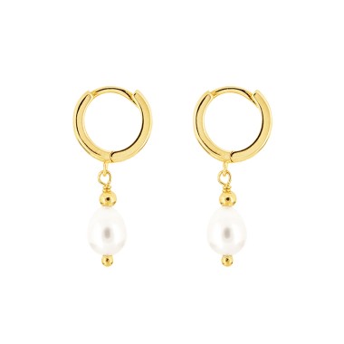 925 Sterling Silver Baroque Pearl Hoop Earring 60300060