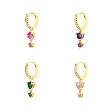 1pcs 925 Sterling Silver Colorful Zirconia Hoop Earring 60300061