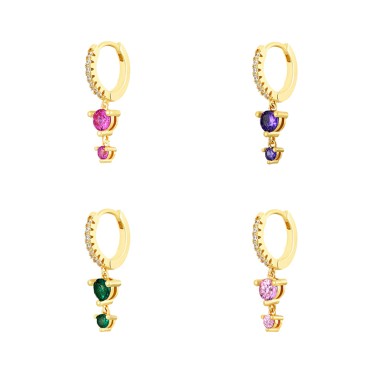 1pcs 925 Sterling Silver Colorful Zirconia Hoop Earring 60300061