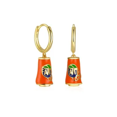 Kids 925 Silver Fanta Drink Hoop Earrings 60300067
