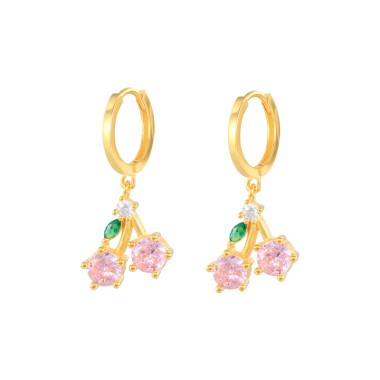 Kids 925 Silver Cherry Fruit Hoop Earrings 60300073