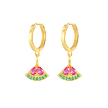 Kids 925 Silver Watermeloon Fruit Hoop Earrings 60300080