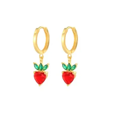 Kids 925 Silver Strawberry Fruit Hoop Earrings 60300081