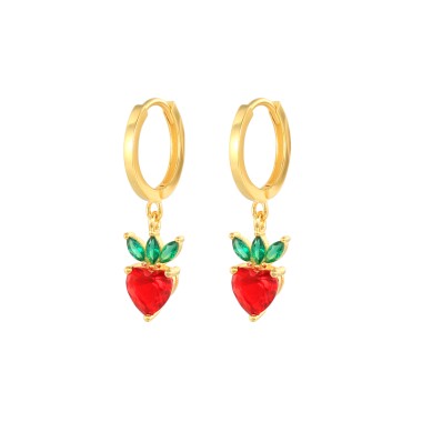 Kids 925 Silver Strawberry Fruit Hoop Earrings 60300081