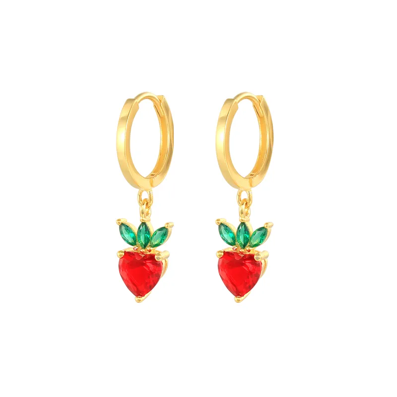 Kids 925 Silver Strawberry Fruit Hoop Earrings 60300081