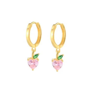 Kids 925 Silver Peach Fruit Hoop Earrings 60300082