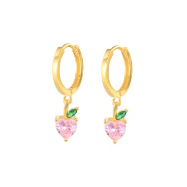 Kids 925 Silver Peach Fruit Hoop Earrings 60300082