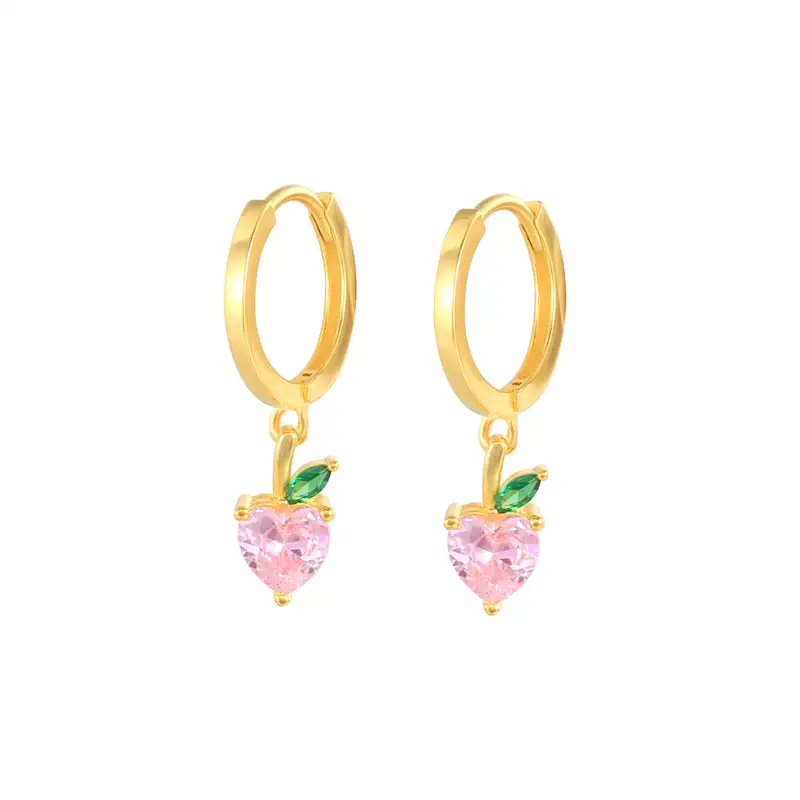 Kids 925 Silver Peach Fruit Hoop Earrings 60300082