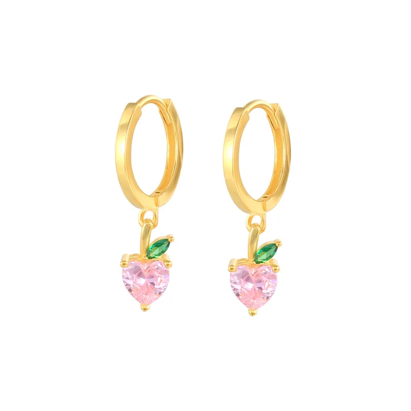 Kids 925 Silver Peach Fruit Hoop Earrings 60300082