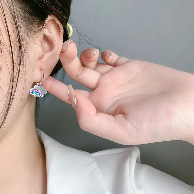 Zirconia Cloud Charm Hoop Earrings 60300089 - image2