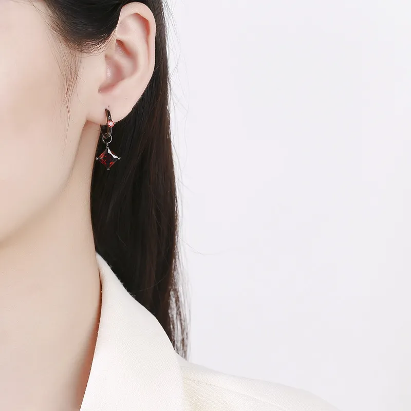 Red Zirconia Steampunk Hoop Earrings 60300091 - image2