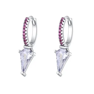 Zirconia Triangle Punk Hoop Earrings 60300098