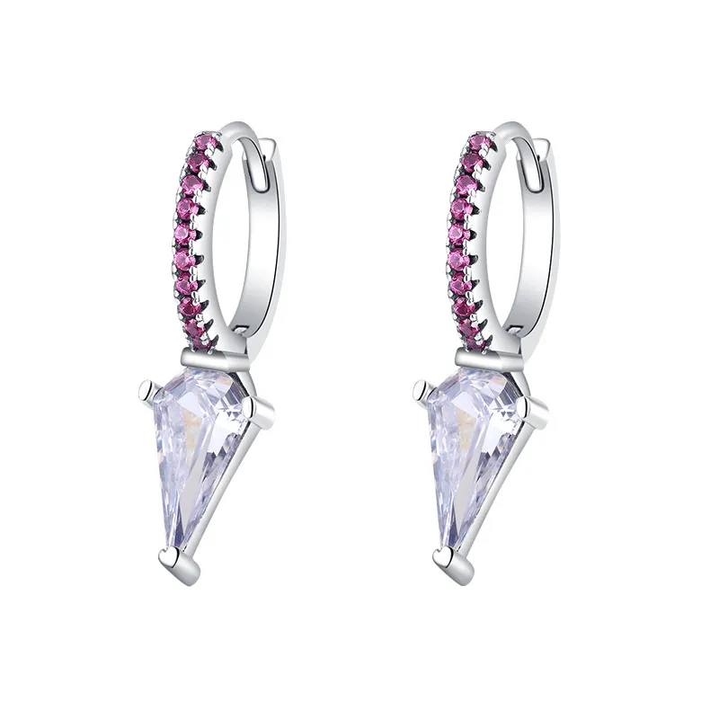 Zirconia Triangle Punk Hoop Earrings 60300098