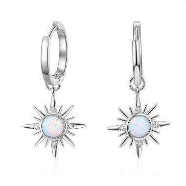 Sparkle Opal Star Charm Hoop Earrings 60300100