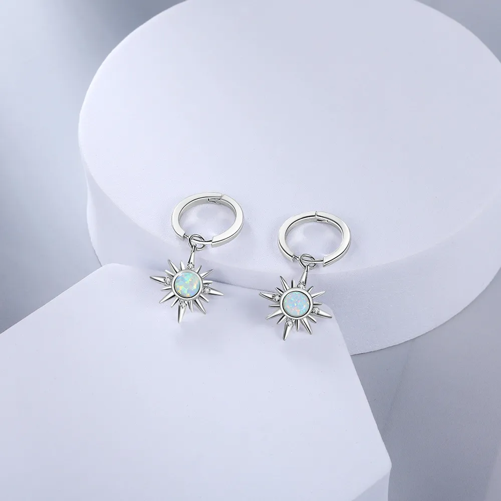 Sparkle Opal Star Charm Hoop Earrings 60300100 - image2