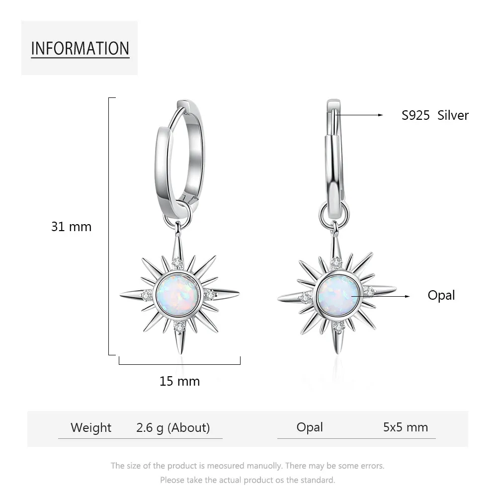 Sparkle Opal Star Charm Hoop Earrings 60300100 - image1