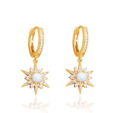 Sparkle Opal Star Charm Hoop Earrings 60300101