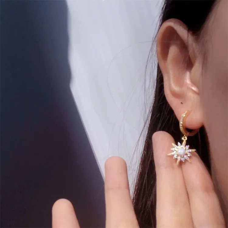 Sparkle Opal Star Charm Hoop Earrings 60300101 - image1