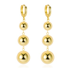 Geometric Metal Beads Charm Hoop Earring 60300105