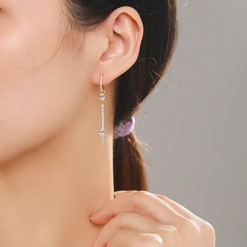 Full Zirconia Arrow Charm Hoop Earring 60300106 - image1