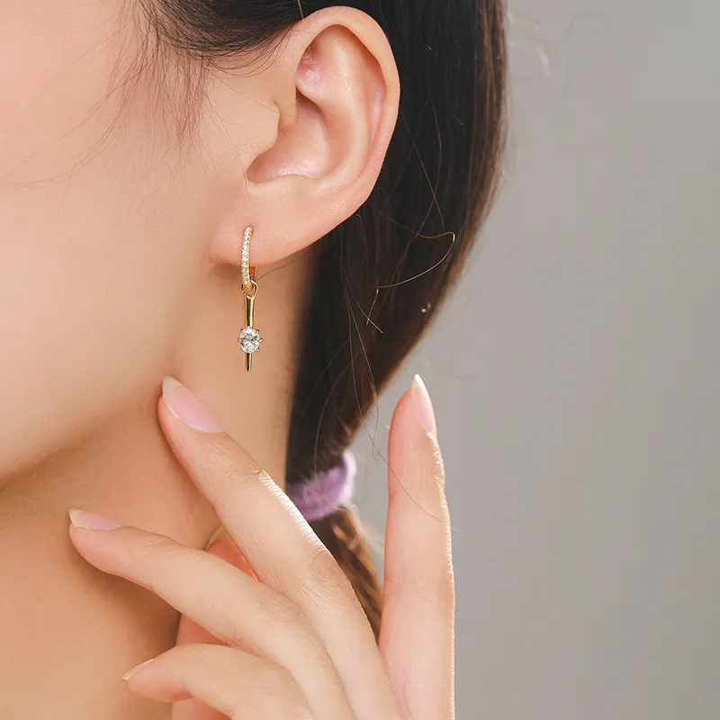 Zirconia Spike Charm Hoop Earring 60300107 - image1