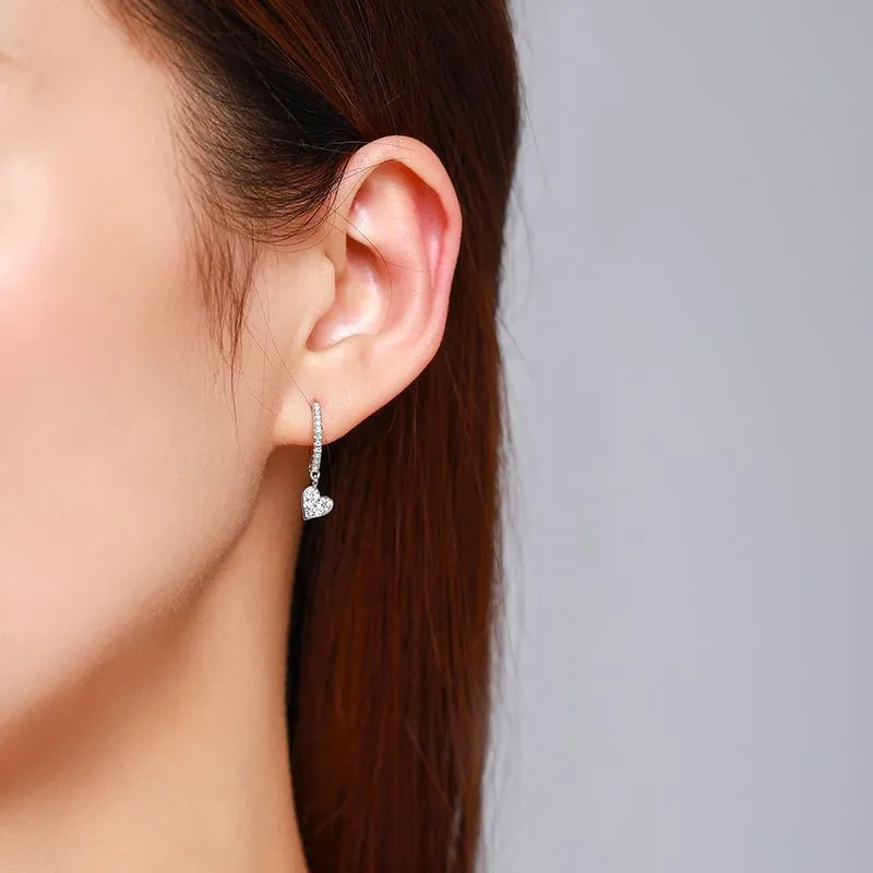 Zirconia Heart Dangle Hoop Earring 60300109 - image1