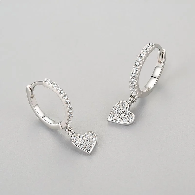 Zirconia Heart Dangle Hoop Earring 60300109 - image2
