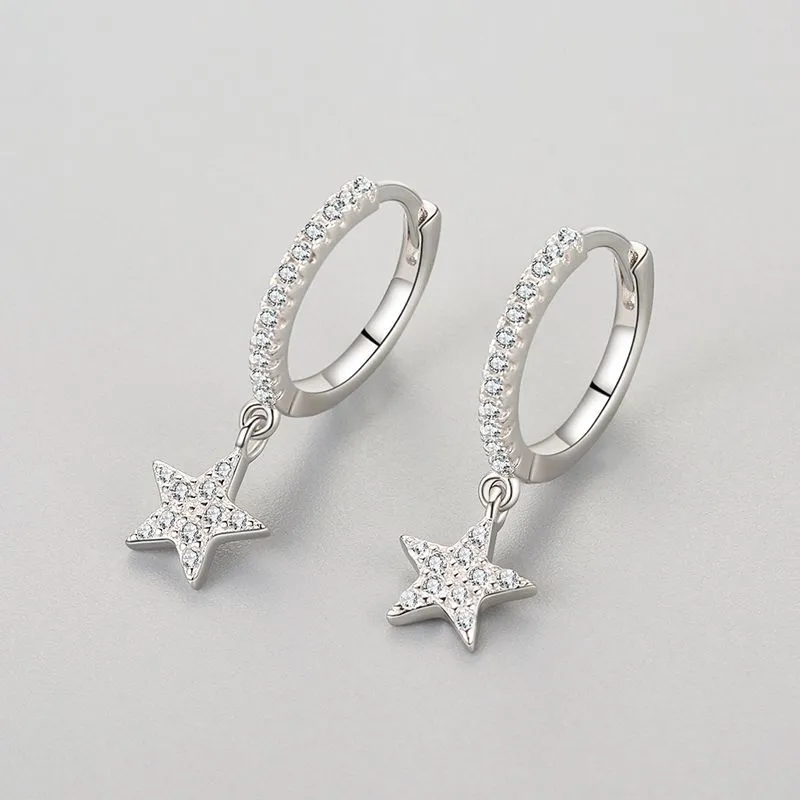 Zirconia Star Dangle Hoop Earring 60300110 - image2
