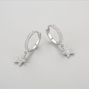Zirconia Star Dangle Hoop Earring 60300110