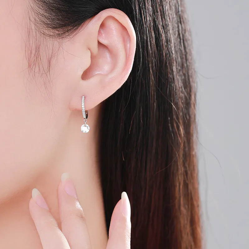 Sparkle Round Zirconia Dangle Hoop Earring 60300114 - image1