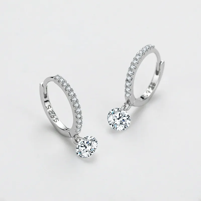 Sparkle Round Zirconia Dangle Hoop Earring 60300114 - image2