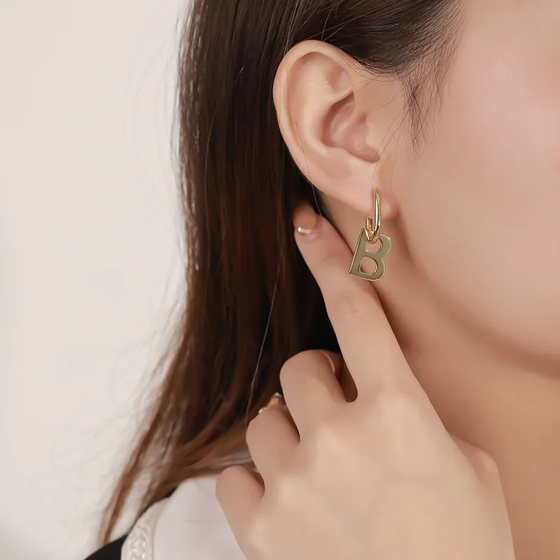 Hiphop Letter B Dangle Hoop Earring 60300118 - image1
