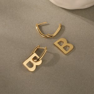 Hiphop Letter B Dangle Hoop Earring 60300118
