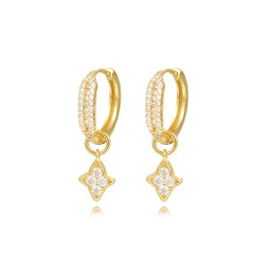 Sparkle Zirconia Stars Dangle Hoop Earring 60300119