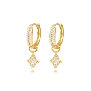Sparkle Zirconia Stars Dangle Hoop Earring 60300119