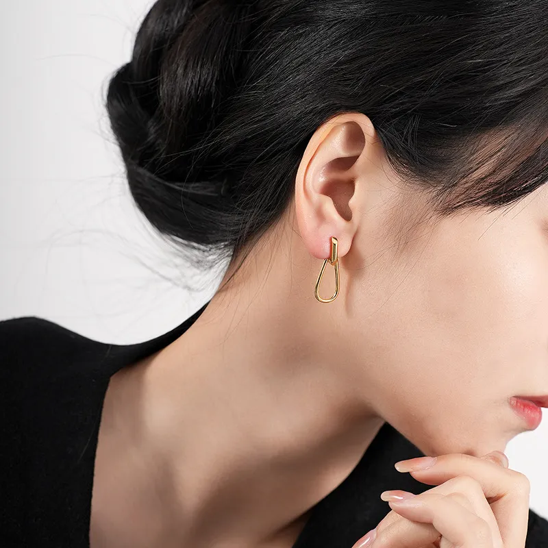 Unique Letter D U Shape Dangle Hoop Earring 60300120 - image1