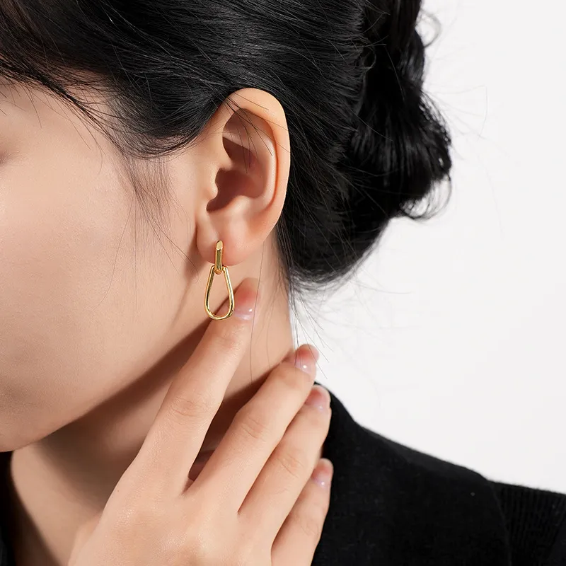 Unique Letter D U Shape Dangle Hoop Earring 60300120 - image2