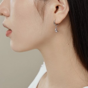 Rainbow Zirconia Butterfly Dangle Charm Hoop Earrings 60300122