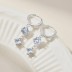 Round Square Zirconia Dangle Charm Hoop Earrings 60300123