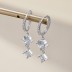 Round Square Zirconia Dangle Charm Hoop Earrings 60300123