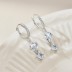 Round Square Zirconia Dangle Charm Hoop Earrings 60300123