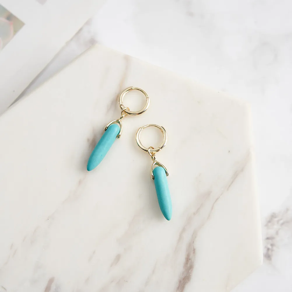 Vintage Turquoise Charm Hoop Earrings 60300126 - image2