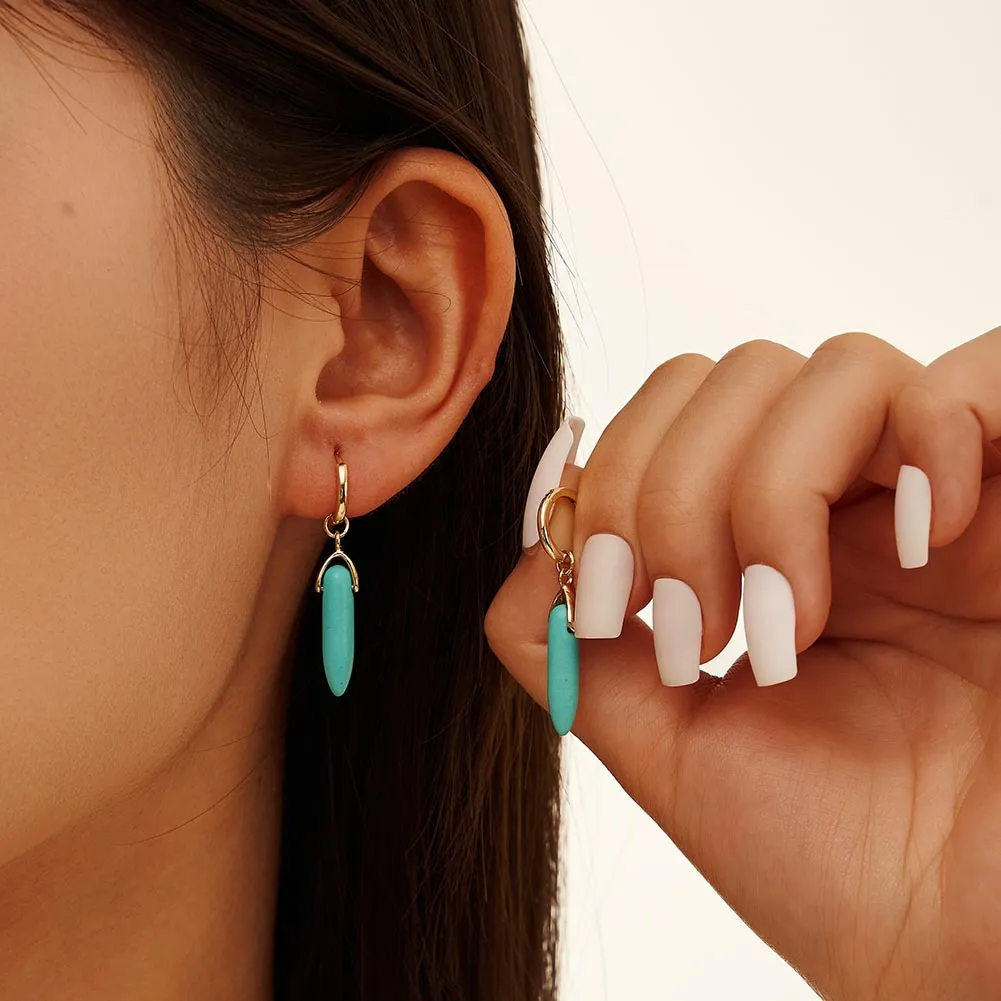 Vintage Turquoise Charm Hoop Earrings 60300126 - image1