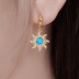 Blue Opal Flower Zirconia Charm Hoop Earrings 60300128