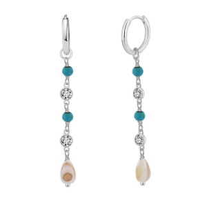 Vintage Turquoise Zirconia Tassel Hoop Earrings 60300130
