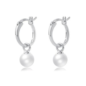 Simple Pearl Beads French Lock Hoop Earrings 60300134