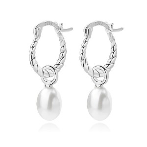 Simple Pearl Beads French Lock Hoop Earrings 60300135
