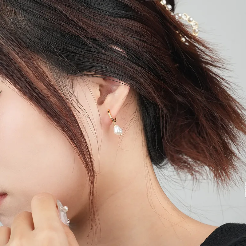 Unique Pearl Beads Charm Hoop Earrings 60300136 - image1